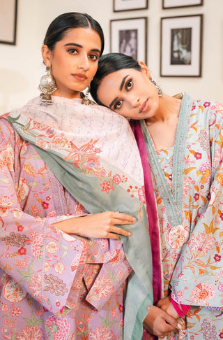 Shopmanto, wear manto, manto clothing brand, manto pakistan, ladies clothing brand, urdu calligraphy clothing, wear manto women ladies lawn kurta for spring summer, manto two piece lawn sage and fuchsia gulnaar coord set for women, spring summer season, lawn collection