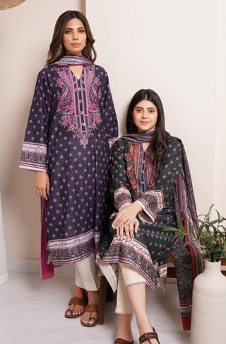 Women's Stitched 1 Piece Lawn Meher Kurta - Dark Purple Calligraphed with Poetry of Allama Iqbal