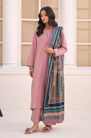 Manto's Unisex Blue Odhni with Urdu Calligraphy Paired with Pink Solid Co-Ord