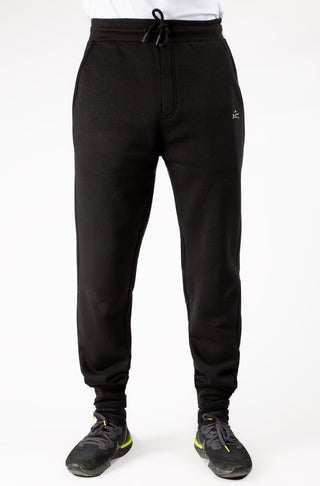Manto Unisex Triple Layer Premium Fleece Raven Black Jogger Pants with Drawstring & Manto Logo