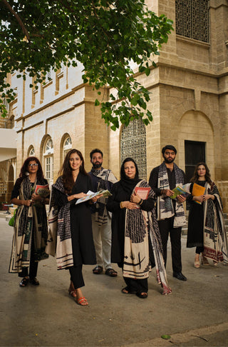 Teachers wearing Manto's Unisex Azm Odhni & Stole with Urdu Calligraphy