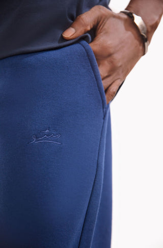 Manto Unisex Triple Layer Premium Fleece Midnight Blue Jogger Pants with Drawstring & Manto Logo