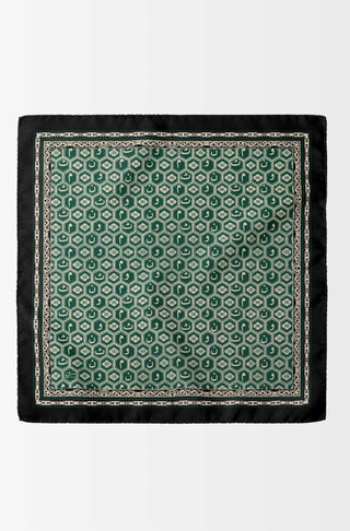 Manto Menswear Green Uraan Pocket Square Accessory Featuring Calligraphy of Urdu Letters MANTO'