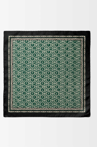 Manto Menswear Green Uraan Pocket Square Accessory Featuring Calligraphy of Urdu Letters MANTO