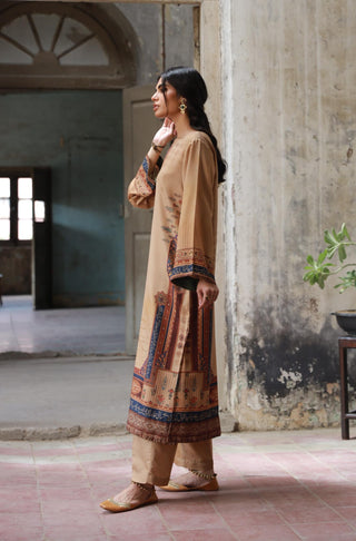 Shopmanto, wear manto, manto clothing brand, manto pakistan, ladies clothing brand, urdu calligraphy clothing, wear manto women ladies jacquard co-ord, manto two piece printed coord shades of sand dasht coord set for women, dasht collection