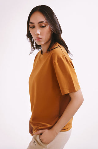 Manto Ready to Wear Buttery Soft Women's Smart Fit Autumn Blaze 360° Tee Shirt with Manto Logo Embroidered on Short Sleeve Made from Cotton & Lycra Material