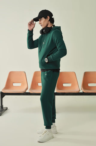 Manto, Pakistan's Most Comfy Ready to Wear Unisex Triple Layered Premium Fleece Ever Green Pullover Hoodie with Urdu Manto Logo & Hood Paired with Ever Green Jogger Pants