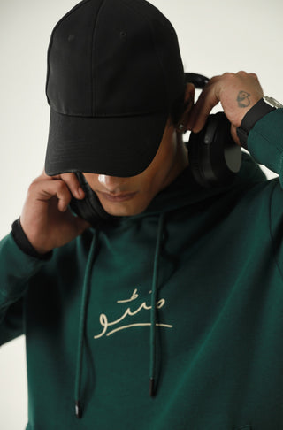 Manto, Pakistan's Most Comfy Ready to Wear Unisex Triple Layered Premium Fleece Ever Green Pullover Hoodie with Urdu Manto Logo & Hood Paired with Ever Green Jogger Pants