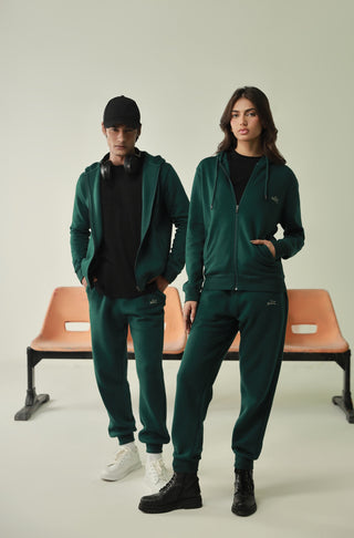 Manto Unisex Triple Layer Premium Fleece Ever Green Jogger Pants with Drawstring & Manto Urdu Logo