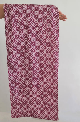 Manto Women's Stitched Red & Cream Blocks Double Sided Stole with Manto Calligraphed on Stole in Urdu
