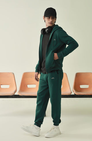 Manto, Pakistan's Most Comfy Ready to Wear Unisex Triple Layered Premium Fleece Evergreen Zipper Hoodie with Urdu Manto Logo & Hood Paired with Evergreen Jogger Pants