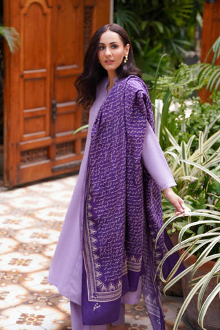 Manto's Unisex Purple Sitaray Odhni featuring Urdu Calligraphy of Poetry by Allama Iqbal