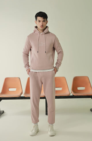 Manto, Pakistan's Most Comfy Ready to Wear Unisex Triple Layered Premium Fleece Lowkey Pink Pullover Hoodie with Urdu Manto Logo & Hood Paired with Lowkey Pink Jogger Pants