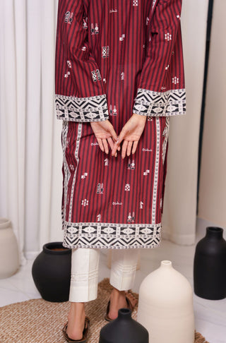 Shopmanto, wear manto clothing brand, manto pakistan, ladies clothing brand, wear manto women ladies one piece summer lawn maroon shatranj straight kurta with urdu calligraphy