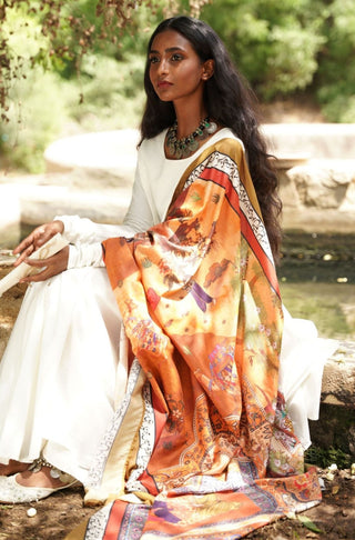 Manto Women's Stitched 1 Piece Cotton Silk Kahaani Odhni Illustrating the Story of Layla Majnu