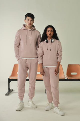 Manto Unisex Triple Layer Premium Fleece Lowkey Pink Jogger Pants with Drawstring & Manto Urdu Logo