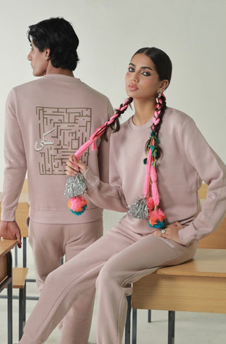 Shop Manto, Pakistan's Most Comfy Ready to Wear Unisex Triple Layered Premium Fleece Lowkey Pink Sanki Sweatshirt