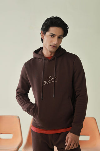 Manto, Pakistan's Most Comfy Ready to Wear Unisex Triple Layered Premium Fleece Coffee Bean Pullover Hoodie with Urdu Manto Logo & Hood Paired with Coffee Bean Jogger Pants