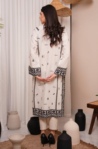 Shopmanto, wear manto clothing brand, manto pakistan, ladies clothing brand, wear manto women ladies one piece summer lawn white shatranj straight kurta with urdu calligraphy