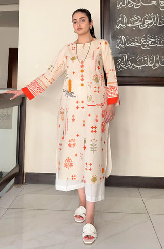 Shopmanto, wear manto, manto clothing brand, manto pakistan, ladies clothing brand, urdu calligraphy clothing, wear manto women ladies off white zeest kurta with urdu calligraphy, calligraphy kurta, urdu kurta, lawn urdu kurta