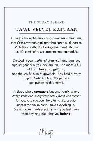 Design Philosophy of Ta'al Velvet Kaftaan